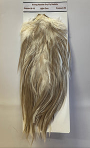 Ewing Hackle dry fly saddle with light dun blonde feathers