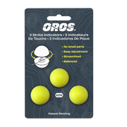 Blister pack with three bright yellow foam strike indicators and black bases