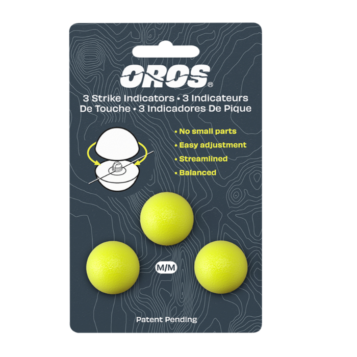 Blister pack with three bright yellow foam strike indicators and black bases