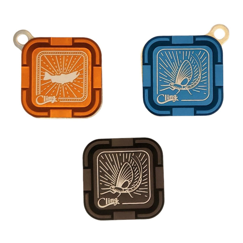 Mag Grab set of three square bases with fish lure icons in orange, blue, and black