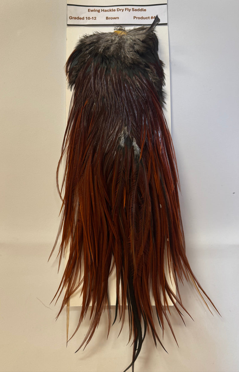 Dry fly saddle with dark brown and black hackle with fuller top tuft