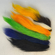 Stacked tail fiber bundles: green, orange, yellow, blue, and black