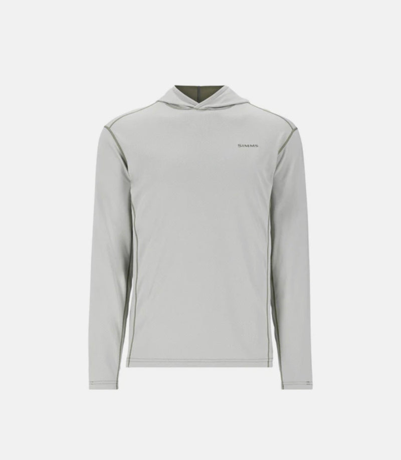 Simms men's Bugstopper hoody, light heather pullover with hood and long sleeves