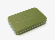 Olive slim tin combo with embossed Yakoda logo and teal trim