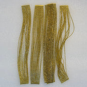 Barred amber sili legs set with gold glitter strands and lighter highlights