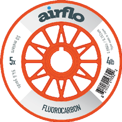 Fluorocarbon tippet spool with orange line and product label