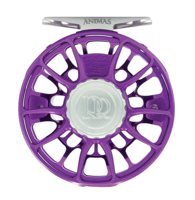 Purple with silver accented reel on white background