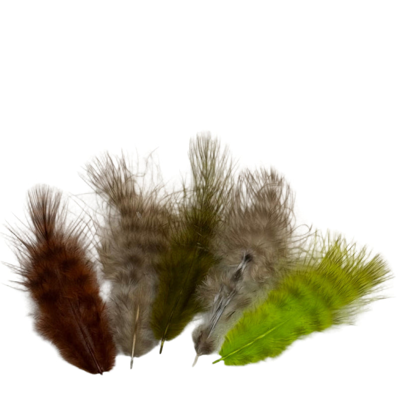 Marabou feathers, mixed brown, tan, gray, and olive