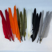 Duck quills set of multicolored feather quills: red, orange, olive, black, white