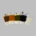 Five different colors of leech yarn on cards
