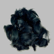 Feather flank bag with dark navy-black mallard feathers, dense clustered