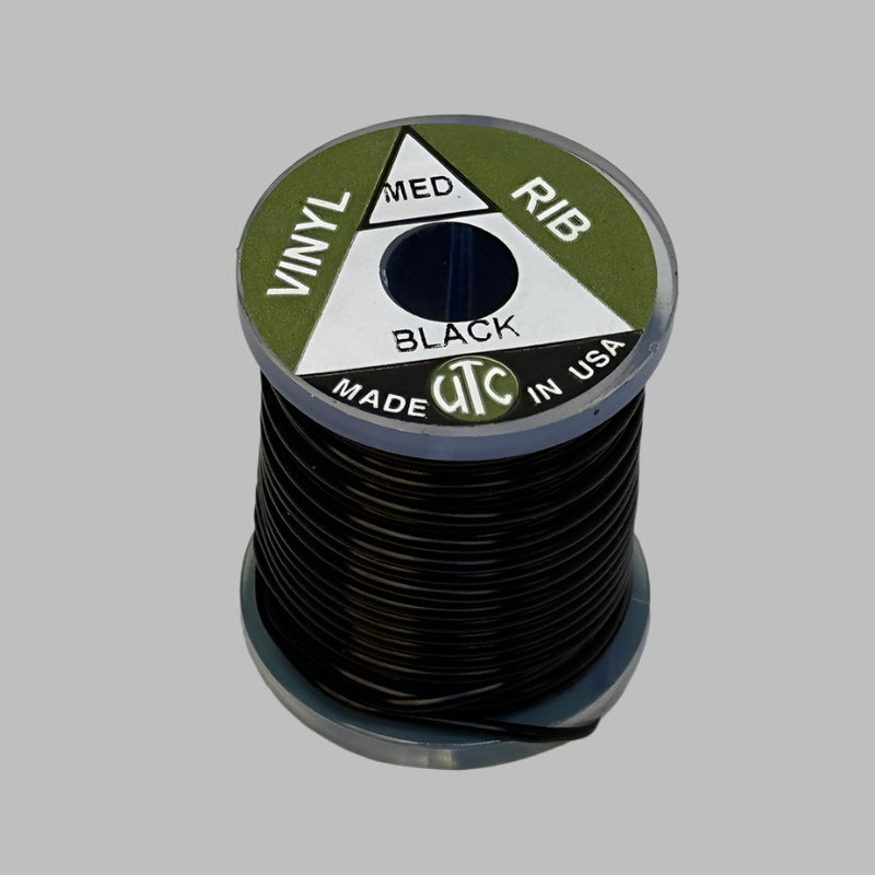 Vinyl D-rib cord spool in black, ribbed flexible vinyl winding