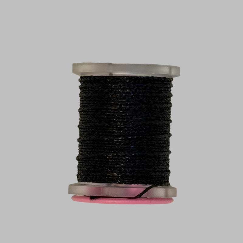 Mini sparkle braid thread spool in black with glittery texture