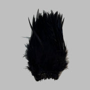 Strung rooster saddle feathers, black