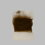 Leech mohair yarn tuft on card, brown