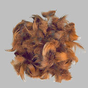 Feather flank bag with brown and tan mallard feathers with purple highlights, clustered
