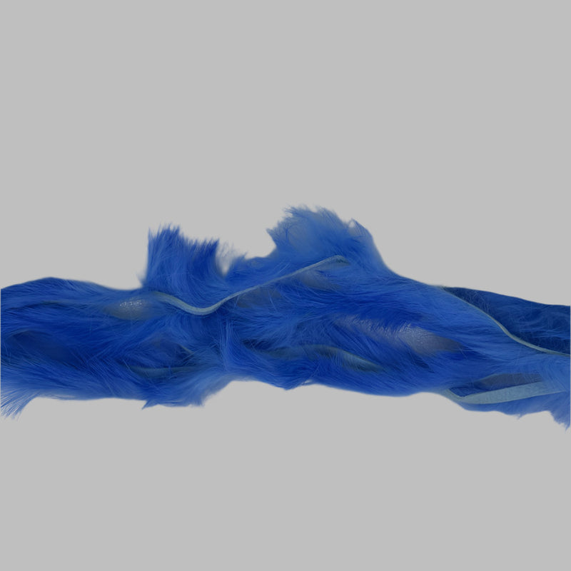 Rabbit zonkers strips in bright blue, wavy soft fur strip