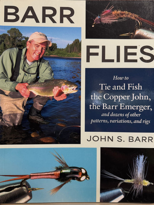 Barr Flies fishing fly-tying book cover with angler, fish, title and author text