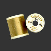 Waxed flymaster plus thread spool in pale gold, with printed label