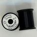 Spools of black thread from two angles side by side