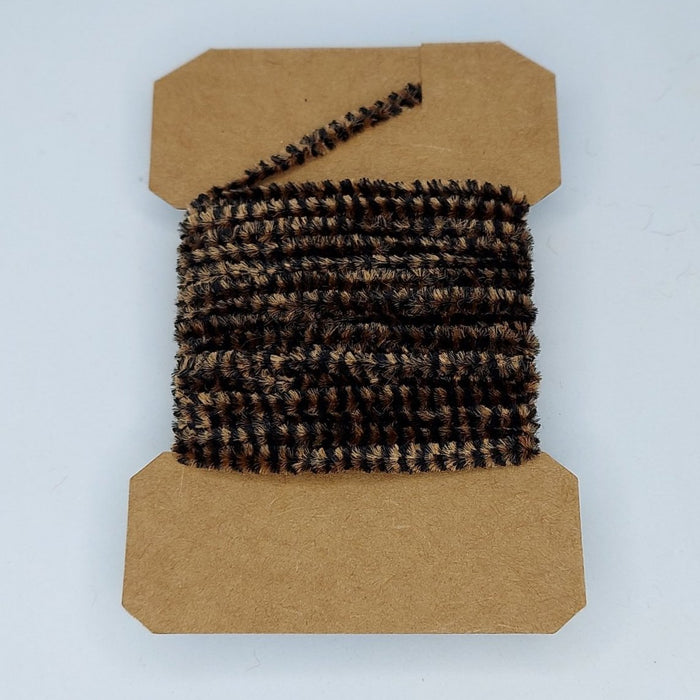 a card of black & coffee chenille