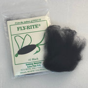 Fly dubbing material packet with black fibers