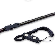 Mag grab rod rack with dark line holder and black cord leash