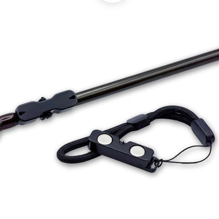 close up of black rod holder as seen on part of rod