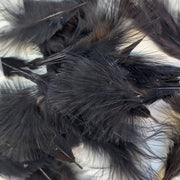 Mini marabou feather trim, dark gray-black feathers with visible pin-like stems