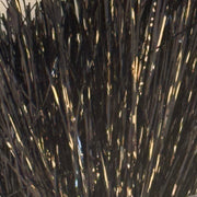 Black metallic tinsel marabou fringe with gold reflective highlights