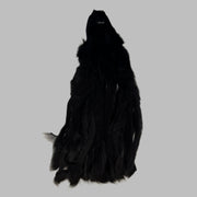 Black squirrel zonkers, fan-shaped fur strip with tapered edges
