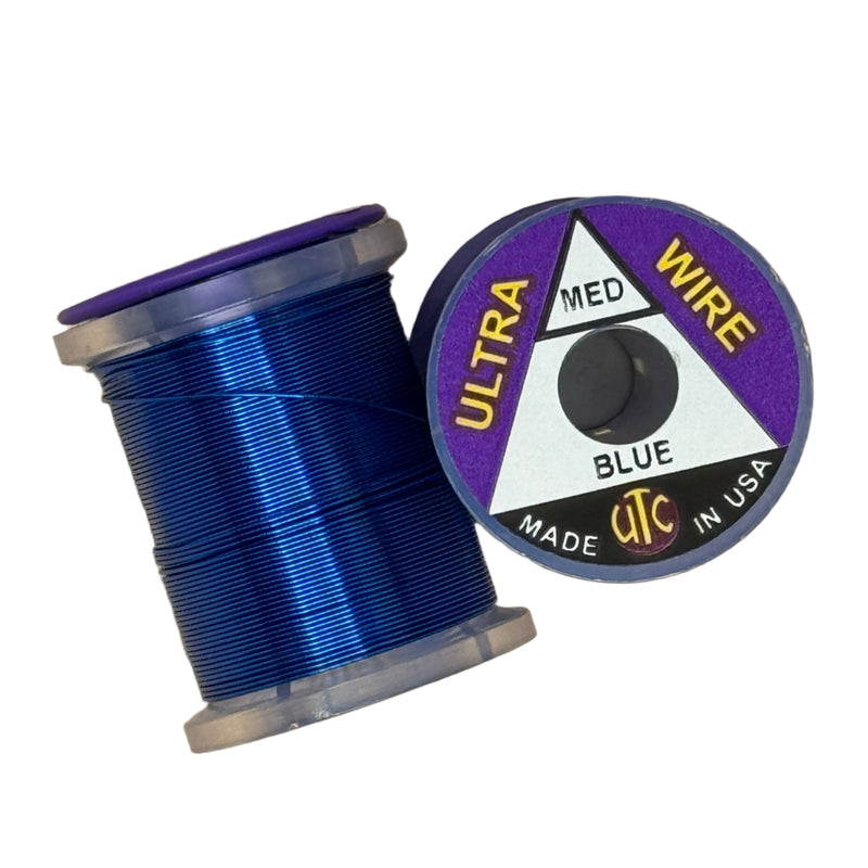Ultra Wire spool with blue wire and purple Ultra Wire reel label