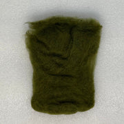 Olive green fly tying dubbing fibers clump, soft and fluffy