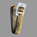 Reversible Basecamp belt with dark webbing and leopard-print strap; metal buckle