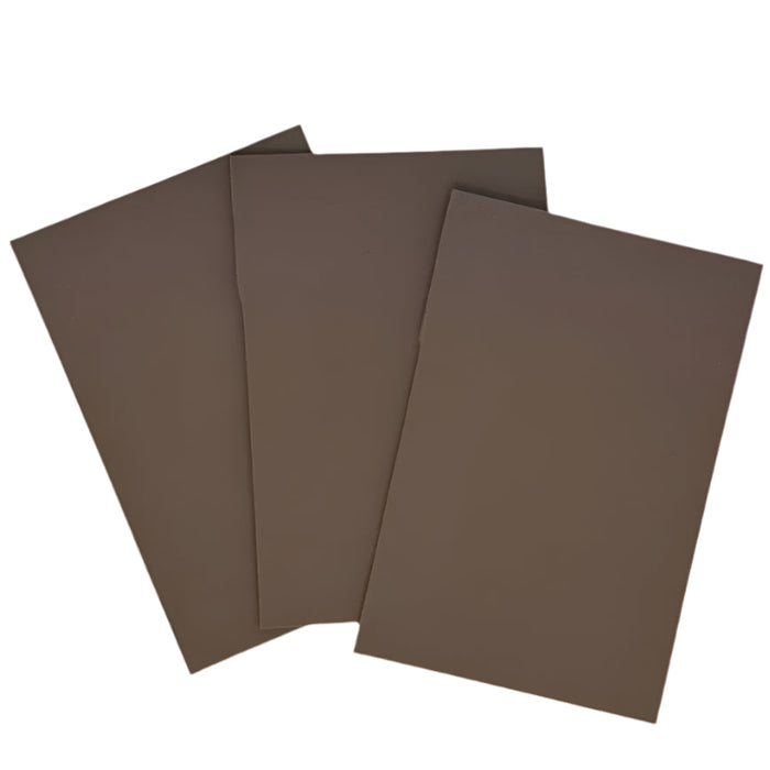 three sheets of 1 mm brown foam for creating fishing flies