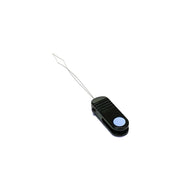 Threader tool with black handle and thin metal needle
