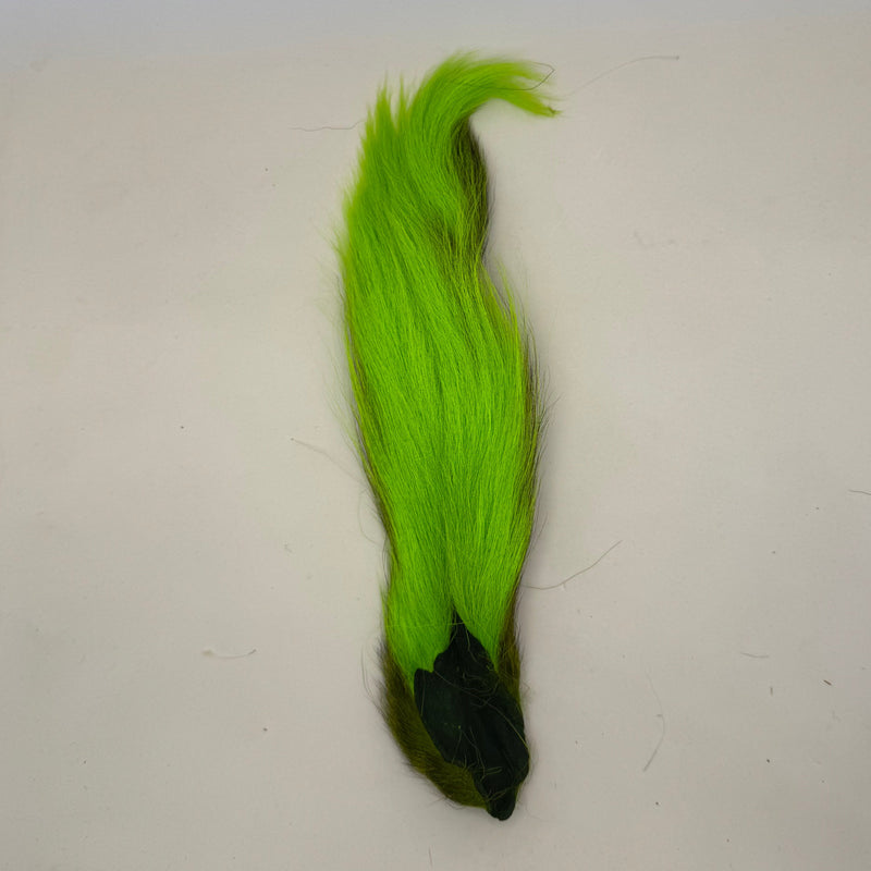Neon green bucktail with black base tuft