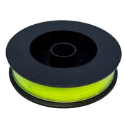 Fly line backing spool with neon green line wound on black reel