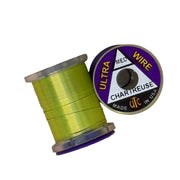 Ultra Wire spool with chartreuse wire and purple reel label marked MED