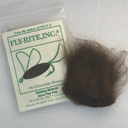 Fly dubbing material packet with chocolate brown fibers