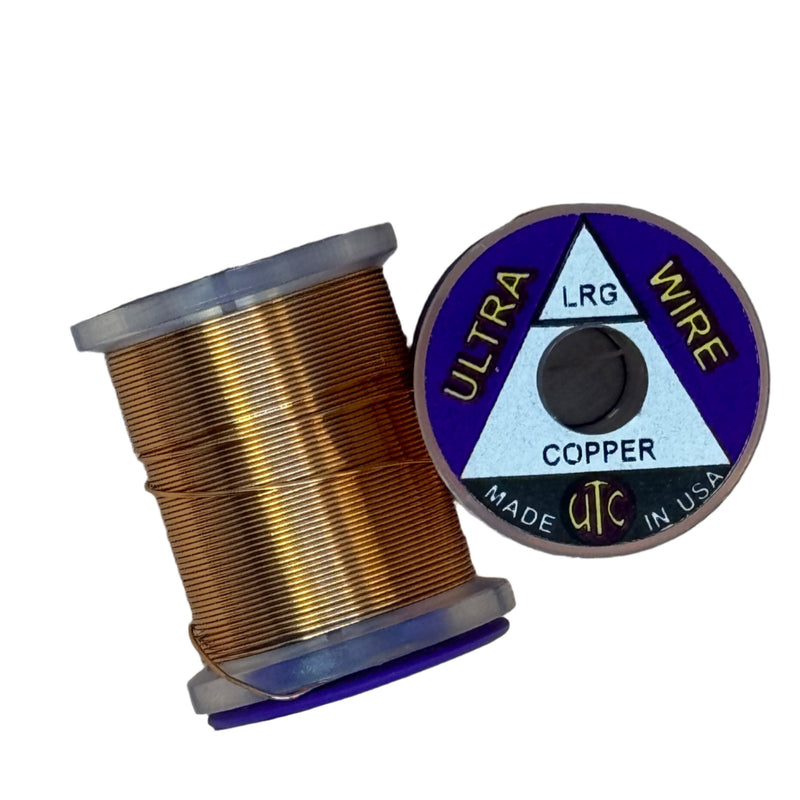 Ultra Wire spool with copper wire wound around a clear plastic holder.