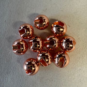 Slotted tungsten beads, copper rose-gold round beads with center hole