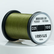 Embroidery thread spool, olive green, 10/0 fine thread, 100 m on reel
