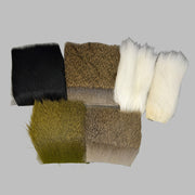 Assorted deer short fine hair swatches in black, brown, olive, gray, and white