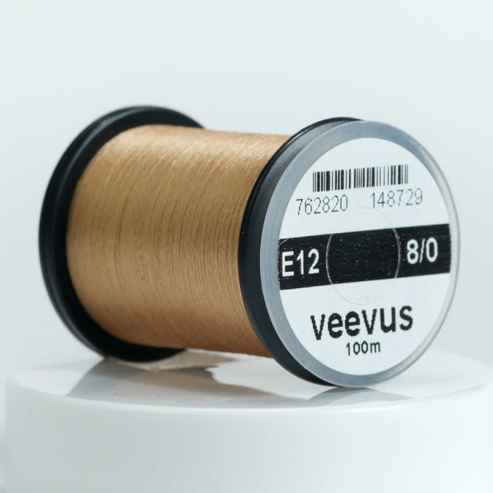 Close up of E12 Tan Veevus Thread 8/0