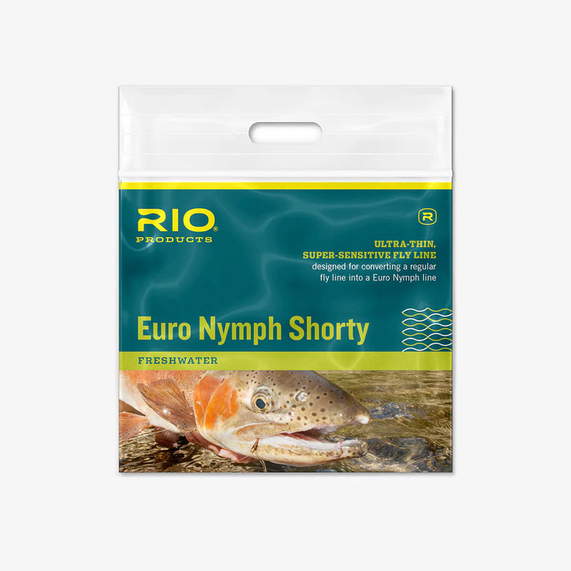 RIO freshwater Euro nymph lure package with fish photo, green and yellow accents