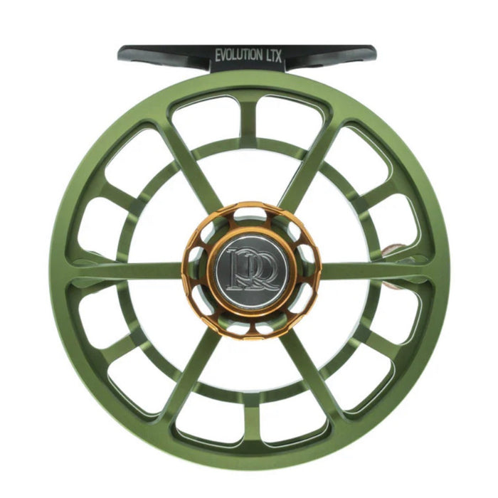 Matte olive with gold accent colored reel on white background