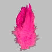 Bright pink feather schlappen for fly tying, tufted strands