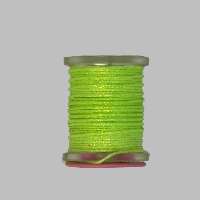 Mini sparkle braid thread spool in lime green with glitter specks