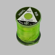 Neon chartreuse vinyl rib ribbon spool, medium size